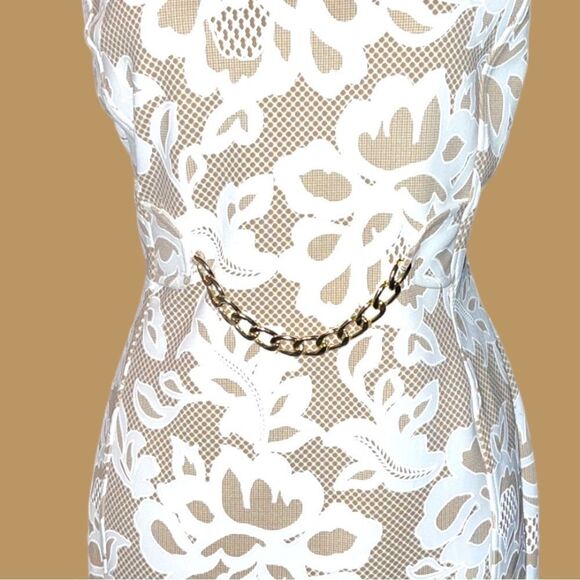 Enfocus brand beige dress with cream lace design overlay! New - Picture 5 of 12